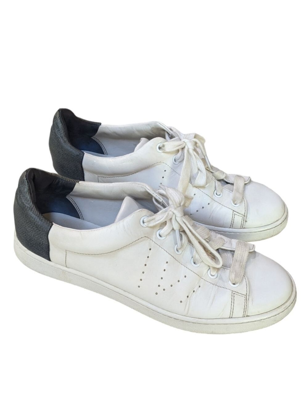 Vince Leather Low Top Sneakers Shoes White 7.5